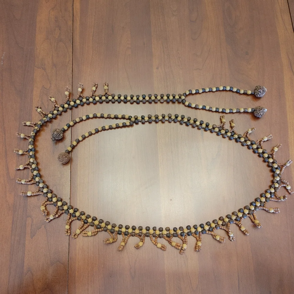 Handcrafted VTG Beaded Belt in Brown and Tan 30
